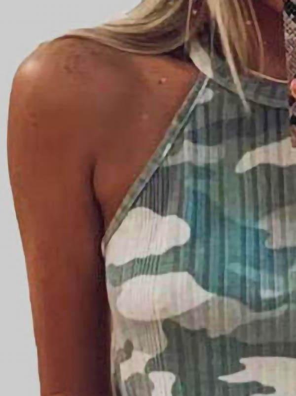 Camouflage Print Sleeveless Halter Vest - Tank Tops - INS | Online Fashion Free Shipping Clothing, Dresses, Tops, Shoes - 04/06/2021 - Color_Gray - Color_Green