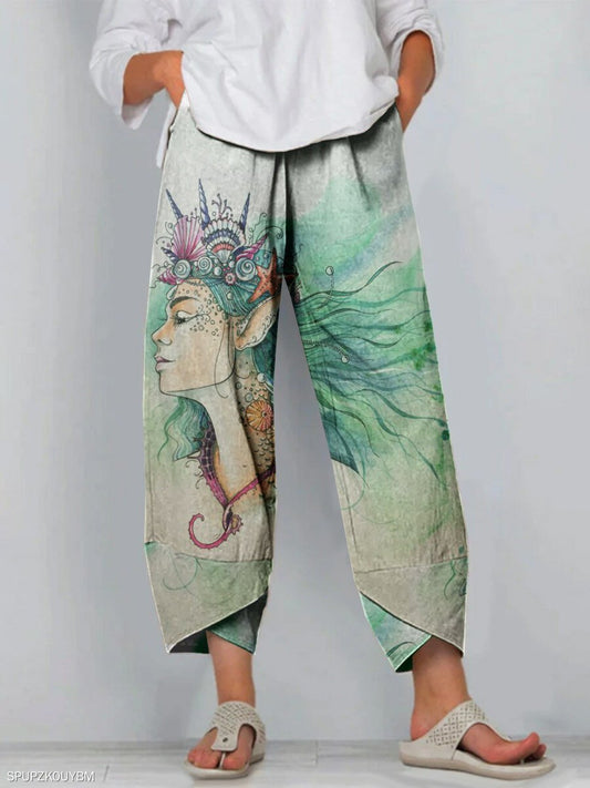 Cartoon Art Print Pocket Women's Casual Pants - Pants - INS | Online Fashion Free Shipping Clothing, Dresses, Tops, Shoes - 19/06/2021 - 20-30 - Bottom