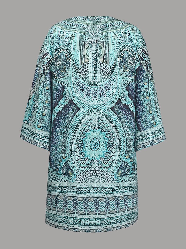Casual Bohemian Long Sleeve Printed Dress - Mini Dresses - INS | Online Fashion Free Shipping Clothing, Dresses, Tops, Shoes - 11/06/2021 - Color_Green - DRE2106110364