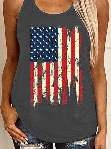 Casual Graphic Print Sleeveless Vest - Tank Tops - INS | Online Fashion Free Shipping Clothing, Dresses, Tops, Shoes - 04/06/2021 - Color_Black - Color_Gray
