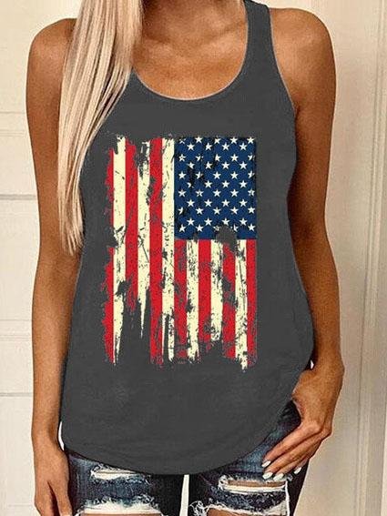 Casual Graphic Print Sleeveless Vest - Tank Tops - INS | Online Fashion Free Shipping Clothing, Dresses, Tops, Shoes - 04/06/2021 - Color_Black - Color_Gray