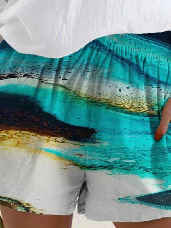 Casual Print Pocket Shorts - Shorts - INS | Online Fashion Free Shipping Clothing, Dresses, Tops, Shoes - 11/06/2021 - Bottoms - Color_Blue