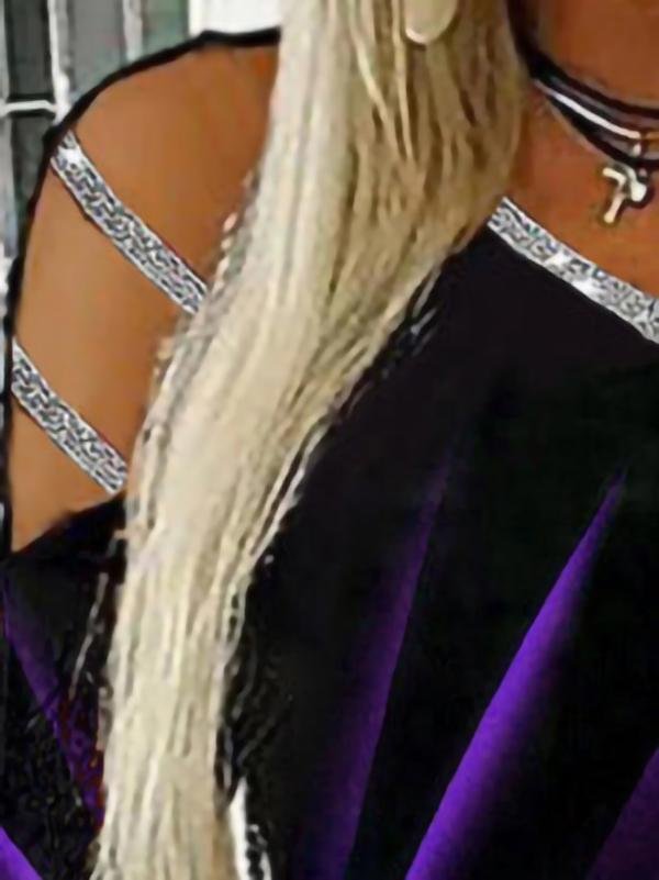 Casual Printed V-neck Long Sleeve T-shirt - T-shirts - INS | Online Fashion Free Shipping Clothing, Dresses, Tops, Shoes - 11/06/2021 - Color_Black - Color_Blue