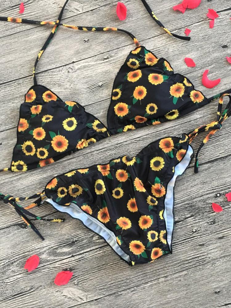 Casual Sexy Vacation Style Floral Printed Fission Bikini Set - Bikinis - INS | Online Fashion Free Shipping Clothing, Dresses, Tops, Shoes - 18/03/2021 - Beach - Bikini