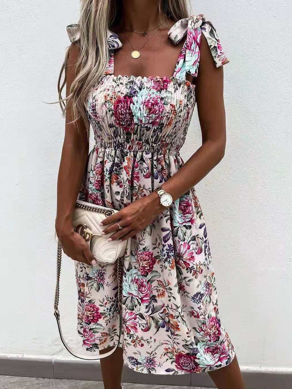Casual Sleeveless Floral Print Midi Dress - Midi Dresses - INS | Online Fashion Free Shipping Clothing, Dresses, Tops, Shoes - 16/06/2021 - 30-40 - Category_Midi Dresses
