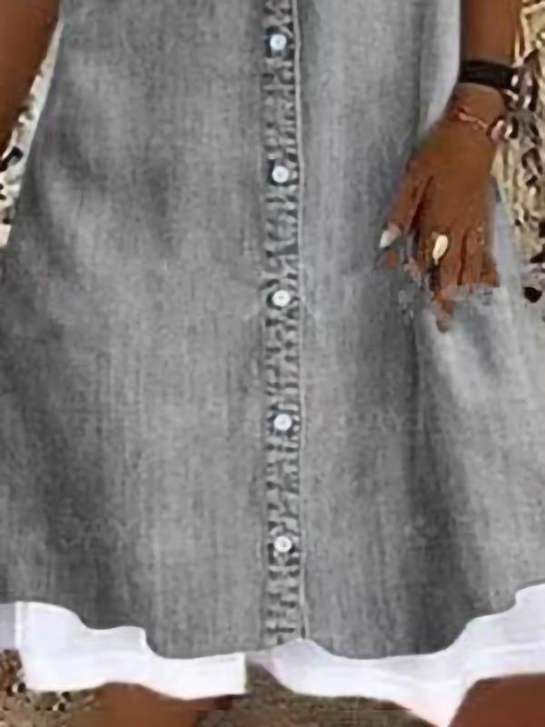 Casual Sleeveless Retro Stitching Mini Dress - Mini Dresses - INS | Online Fashion Free Shipping Clothing, Dresses, Tops, Shoes - 03/06/2021 - Color_Blue - Color_Gray