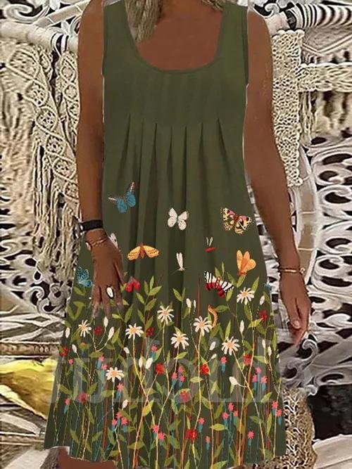Casual Sleeveless U-neck Suspender Dress - Mini Dresses - INS | Online Fashion Free Shipping Clothing, Dresses, Tops, Shoes - 10/06/2021 - Color_Blue - Color_Brown