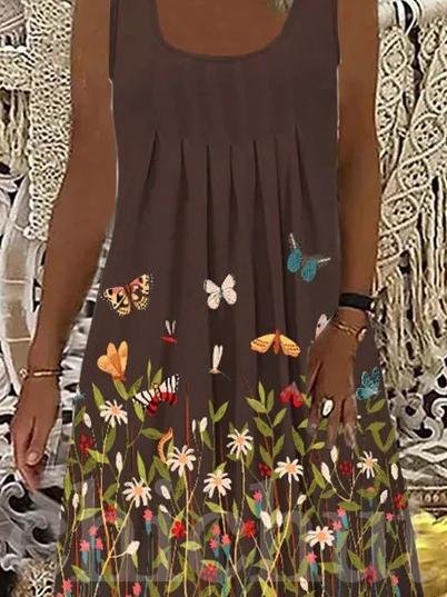 Casual Sleeveless U-neck Suspender Dress - Mini Dresses - INS | Online Fashion Free Shipping Clothing, Dresses, Tops, Shoes - 10/06/2021 - Color_Blue - Color_Brown
