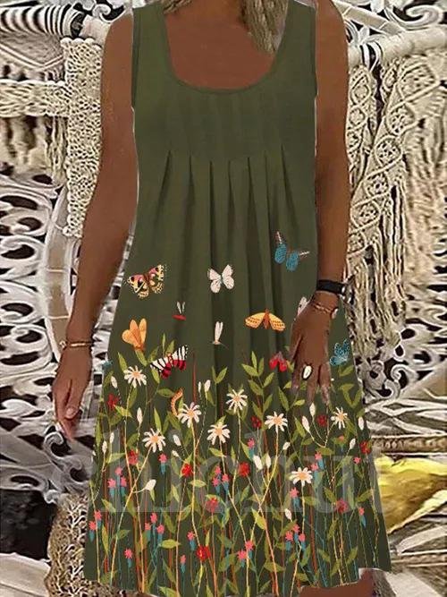 Casual Sleeveless U-neck Suspender Dress - Mini Dresses - INS | Online Fashion Free Shipping Clothing, Dresses, Tops, Shoes - 10/06/2021 - Color_Blue - Color_Brown