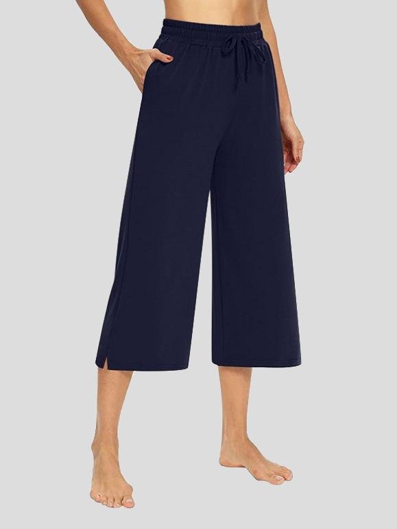 Casual Solid 3/4 Long Wide-leg Pants - Pants - INS | Online Fashion Free Shipping Clothing, Dresses, Tops, Shoes - 05/07/2021 - 10-20 - Bottoms