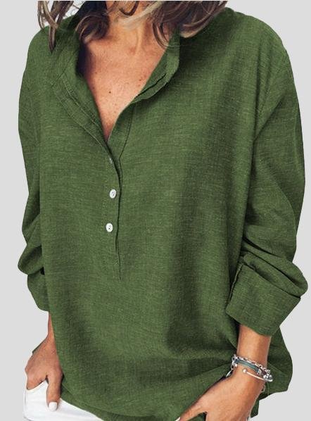 Casual Solid Button Long Sleeve Blouses - Blouses - INS | Online Fashion Free Shipping Clothing, Dresses, Tops, Shoes - 08/07/2021 - 10-20 - BLO2107081174