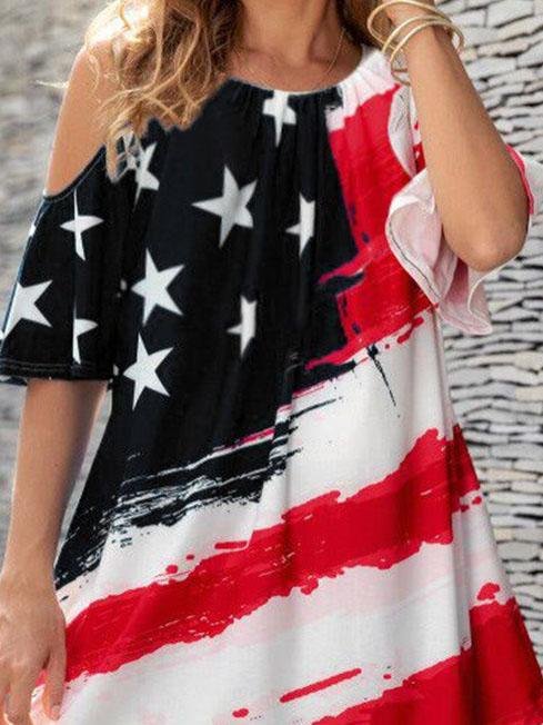 Casual Star Print Off-shoulder Crew Neck Top - T-shirts - INS | Online Fashion Free Shipping Clothing, Dresses, Tops, Shoes - 04/06/2021 - Color_Black - Color_Purple