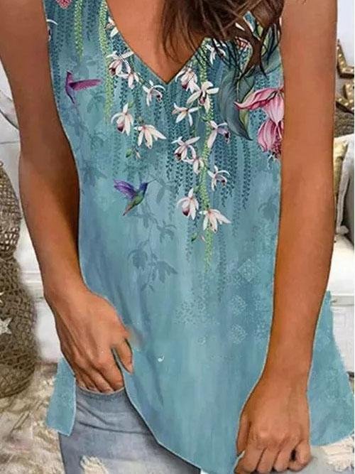 Casual V-neck Sleeveless Loose Tank Top - Tanks - INS | Online Fashion Free Shipping Clothing, Dresses, Tops, Shoes - 05/06/2021 - Category_Tanks - Color_Blue