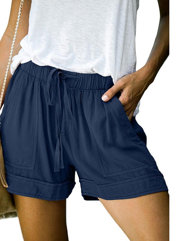 Casual Wide-leg Loose High-waist Elasticated Shorts - Shorts - INS | Online Fashion Free Shipping Clothing, Dresses, Tops, Shoes - 10/05/2021 - Category_Shorts - Color_Dark Blue