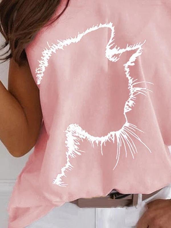 Cat Print Off The Shoulder Casual T-shirt - T-Shirts - INS | Online Fashion Free Shipping Clothing, Dresses, Tops, Shoes - 24/05/2021 - Category_T-Shirts - Color_Black