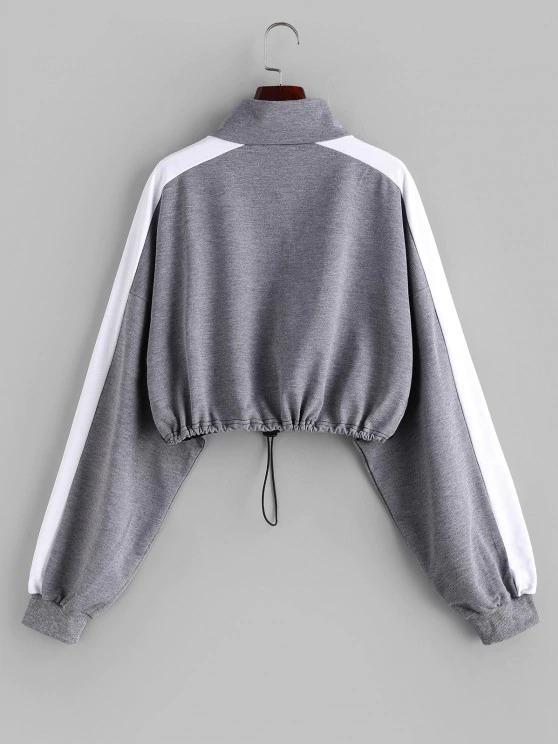 Colorblock Half Zip Toggle Drawstring Sweatshirt - INS | Online Fashion Free Shipping Clothing, Dresses, Tops, Shoes
