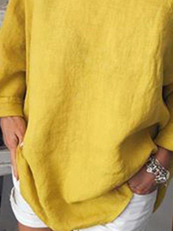 Cotton And Linen Solid Color Casual T-shirt - T-Shirts - INS | Online Fashion Free Shipping Clothing, Dresses, Tops, Shoes - 24/05/2021 - Category_T-Shirts - Color_Gray