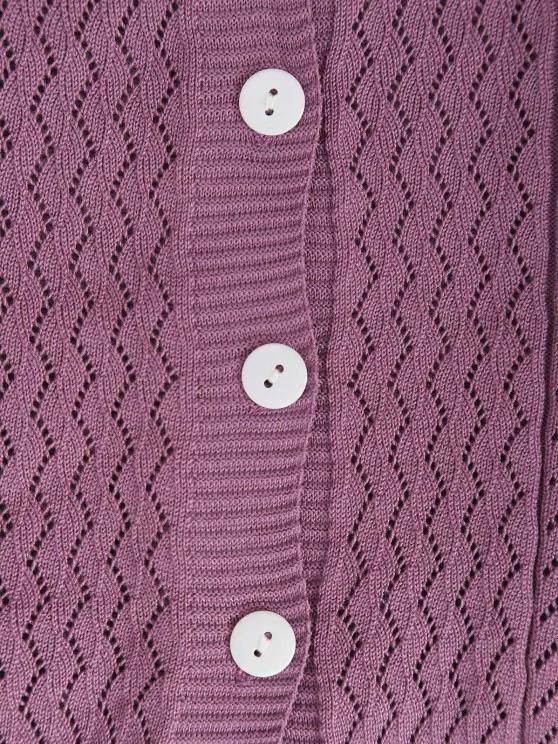 Crew Neck Button Up Pointelle Knit Cardigan - INS | Online Fashion Free Shipping Clothing, Dresses, Tops, Shoes