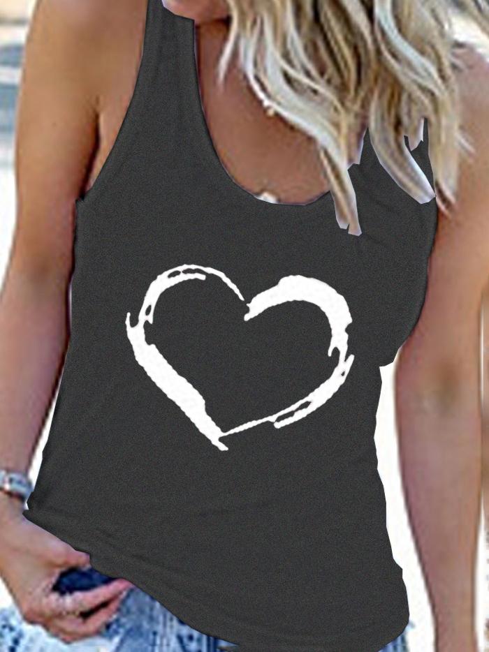 Crew Neck Heart Print Vest - Tank Tops - INS | Online Fashion Free Shipping Clothing, Dresses, Tops, Shoes - 03/07/2021 - 10-20 - color-black