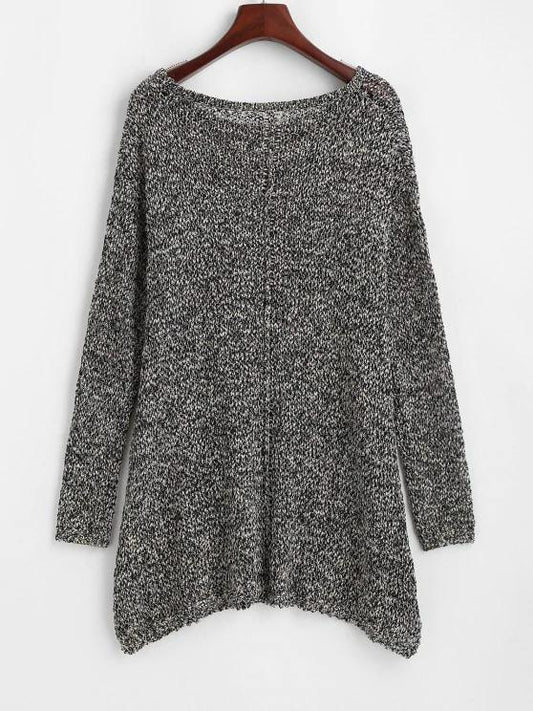 Crew Neck Heathered Front Pocket Sweater - Sweaters - INS | Online Fashion Free Shipping Clothing, Dresses, Tops, Shoes - 02/09/2021 - Casual - Color_Gray