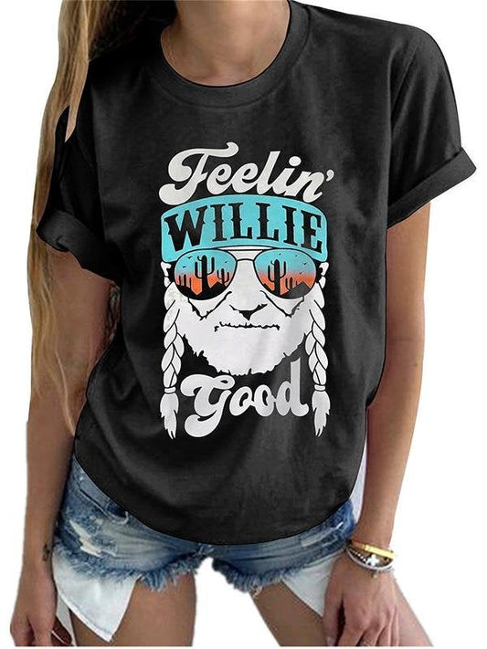 Crew Neck Short-sleeved T-Shirt With Old Letters Print - T-Shirts - INS | Online Fashion Free Shipping Clothing, Dresses, Tops, Shoes - 14/05/2021 - 140521 - Category_T-shirts