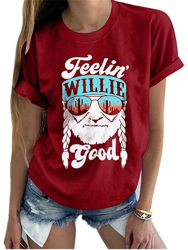 Crew Neck Short-sleeved T-Shirt With Old Letters Print - T-Shirts - INS | Online Fashion Free Shipping Clothing, Dresses, Tops, Shoes - 14/05/2021 - 140521 - Category_T-shirts