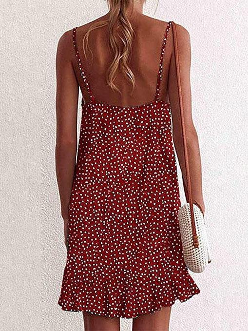 Deep V-Neck Sleeveless Print Mini Dress - Mini Dresses - INS | Online Fashion Free Shipping Clothing, Dresses, Tops, Shoes - 15/07/2021 - 20-30 - Category_Mini Dresses