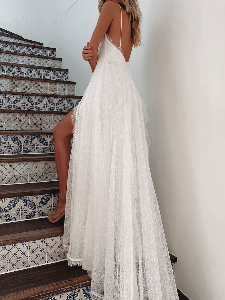 Deep V-Neck Sleeveless Slit Maxi Dress - Maxi Dresses - INS | Online Fashion Free Shipping Clothing, Dresses, Tops, Shoes - 02/07/2021 - 40-50 - Category_Maxi Dresses