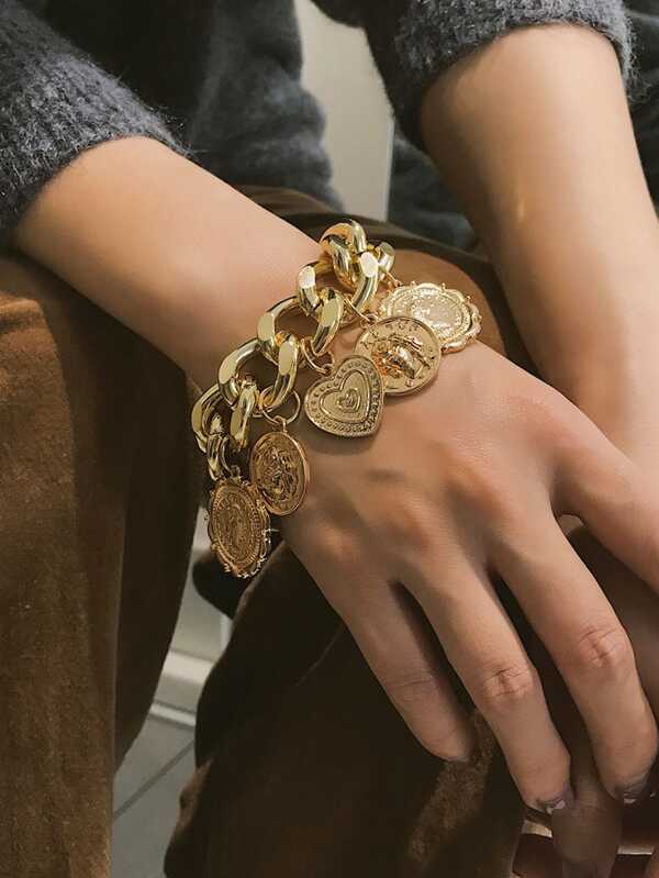 Disc Charm Chain Bracelet 1pc - INS | Online Fashion Free Shipping Clothing, Dresses, Tops, Shoes