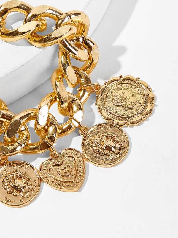 Disc Charm Chain Bracelet 1pc - INS | Online Fashion Free Shipping Clothing, Dresses, Tops, Shoes