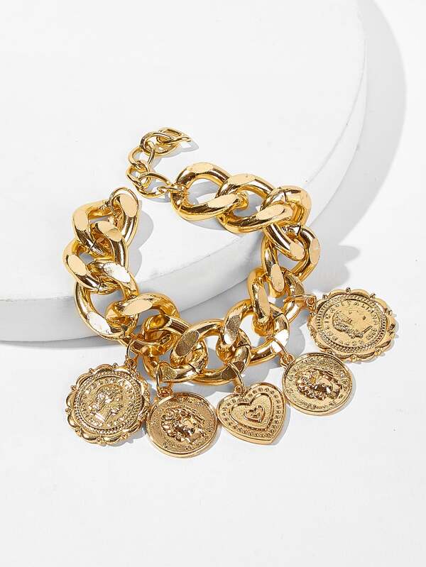 Disc Charm Chain Bracelet 1pc - INS | Online Fashion Free Shipping Clothing, Dresses, Tops, Shoes