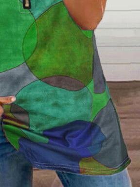 Dot Print Zipper V-neck Short Sleeves T-shirt - T-shirts - INS | Online Fashion Free Shipping Clothing, Dresses, Tops, Shoes - 07/07/2021 - 10-20 - color-blue