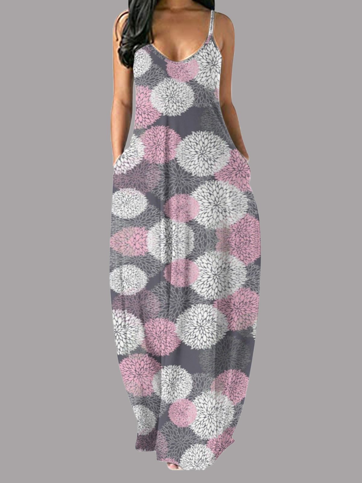 Dot & Stripes Printed Sleeveless Sling Maxi Dress - Maxi Dresses - INS | Online Fashion Free Shipping Clothing, Dresses, Tops, Shoes - 10/06/2021 - Color_Black - Color_Blue