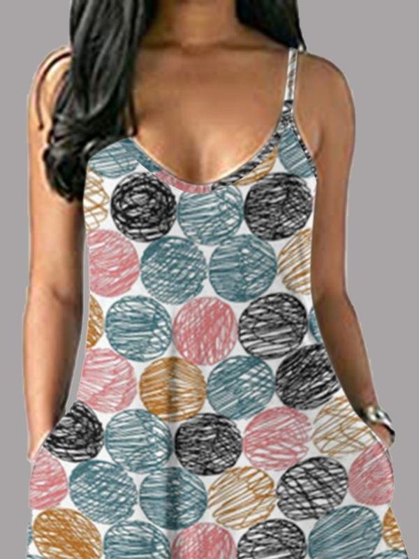 Dot & Stripes Printed Sleeveless Sling Maxi Dress - Maxi Dresses - INS | Online Fashion Free Shipping Clothing, Dresses, Tops, Shoes - 10/06/2021 - Color_Black - Color_Blue