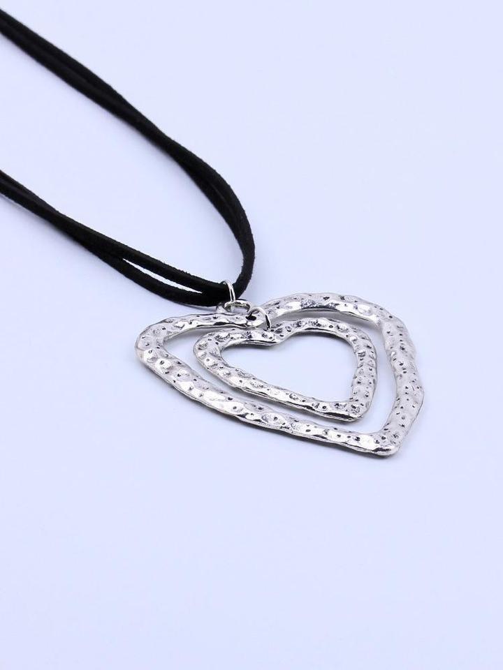 Double heart-shaped brown leather long necklace - INS | Online Fashion Free Shipping Clothing, Dresses, Tops, Shoes