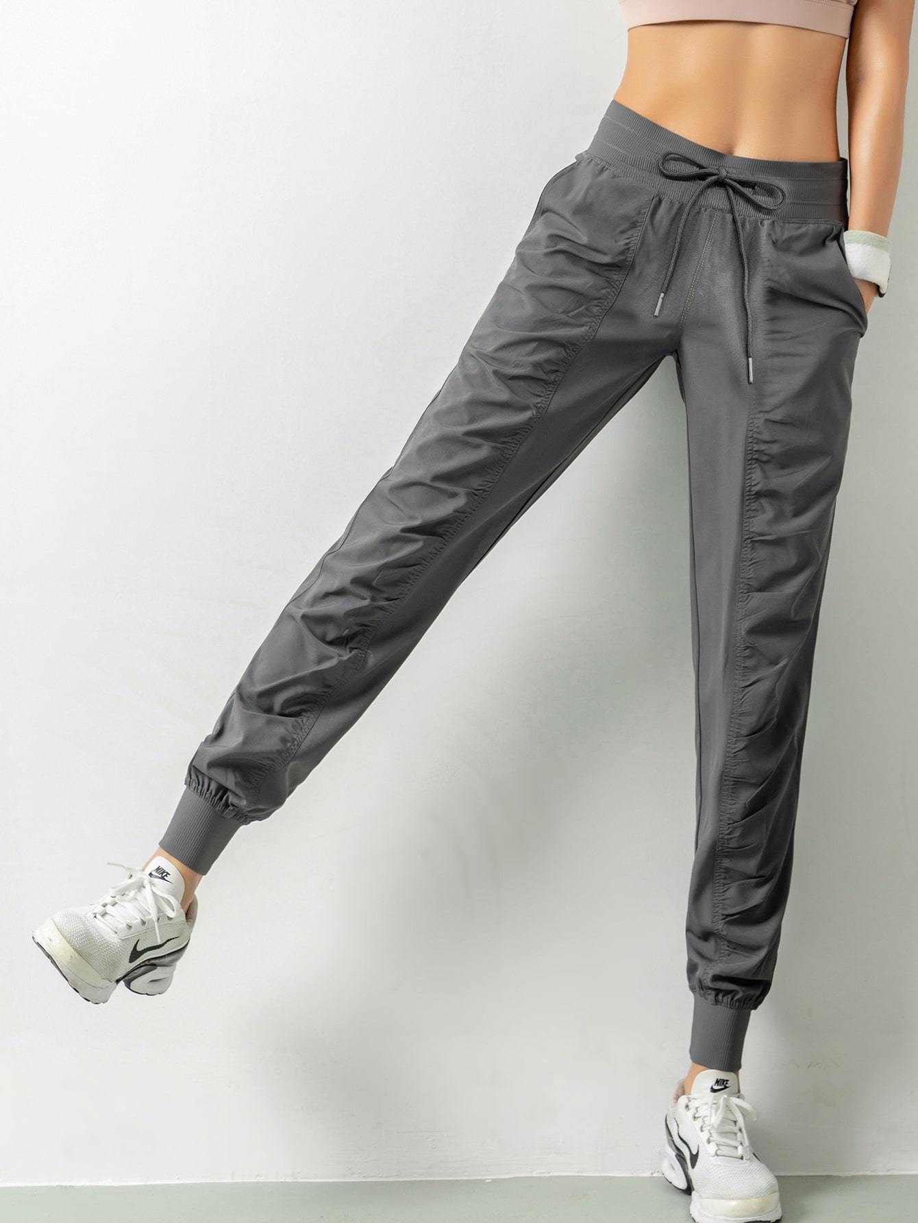 Drawstring Waist Slant Pocket Sports Pants - Activewear - INS | Online Fashion Free Shipping Clothing, Dresses, Tops, Shoes - 02/18/2021 - Activewear - Autumn