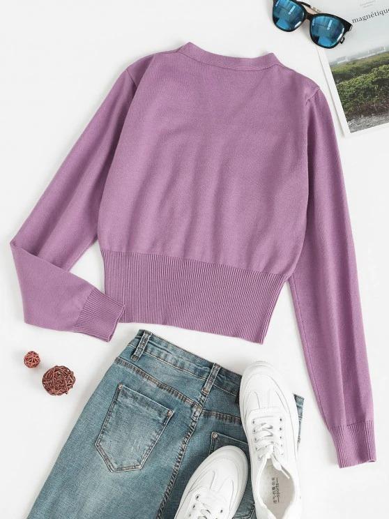 Drop Shoulder Cardigan with Patched - INS | Online Fashion Free Shipping Clothing, Dresses, Tops, Shoes