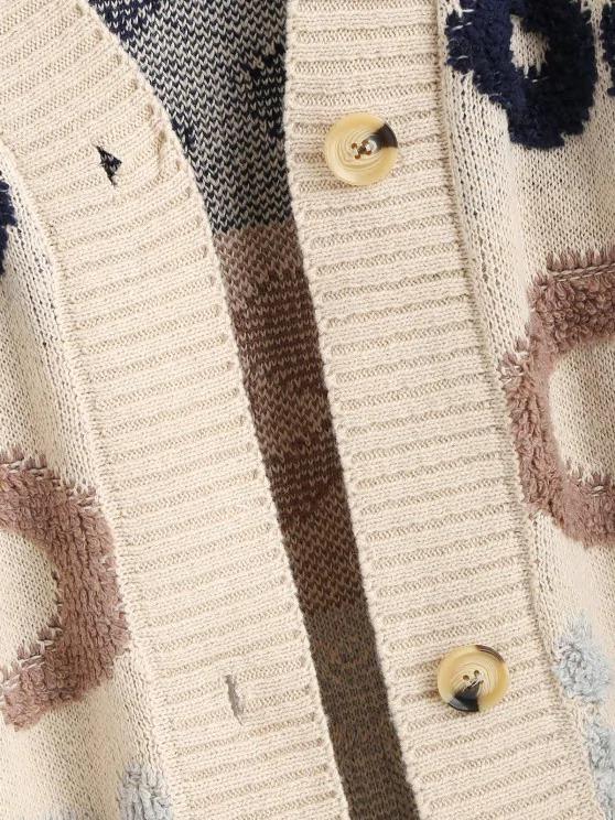 Drop Shoulder Single Breasted Graphic Cardigan - INS | Online Fashion Free Shipping Clothing, Dresses, Tops, Shoes