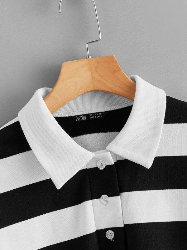 Drop Shoulder Striped Sweatshirt