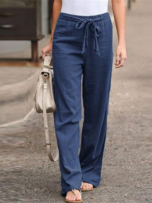 Elastic Waist Solid Color Cotton And Linen Wide-leg Loose Pants - Pants - INS | Online Fashion Free Shipping Clothing, Dresses, Tops, Shoes - 12/05/2021 - 120521 - Category_Pants