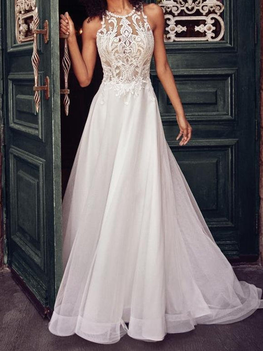 Elegant Lace Sleeveless High-waisted Dress - Maxi Dresses - INS | Online Fashion Free Shipping Clothing, Dresses, Tops, Shoes - 16/06/2021 - 30-40 - color-white