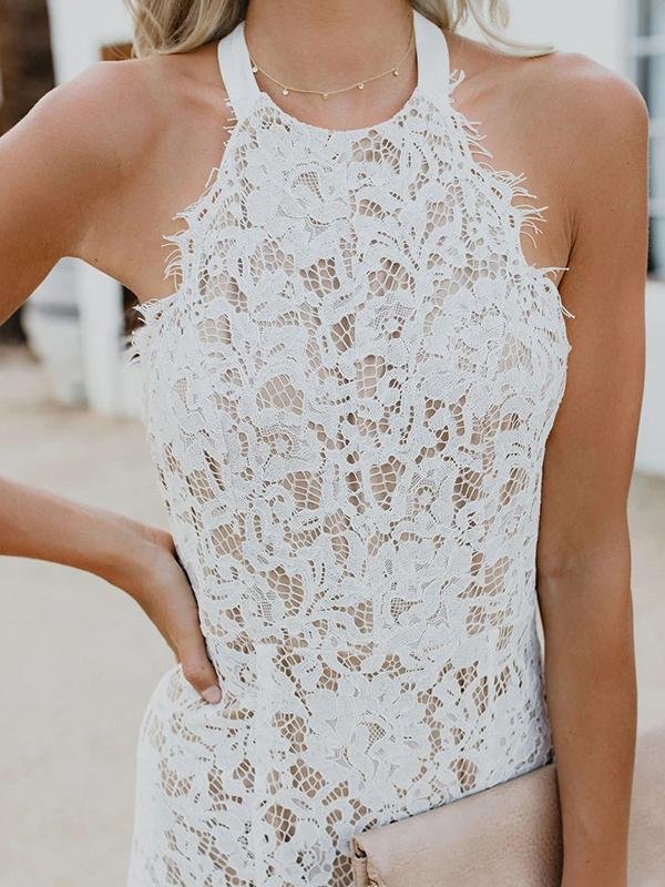 Elegant Sleeveless Lace Hollow Open-back Dress - Maxi Dresses - INS | Online Fashion Free Shipping Clothing, Dresses, Tops, Shoes - 17/06/2021 - 30-40 - color-black