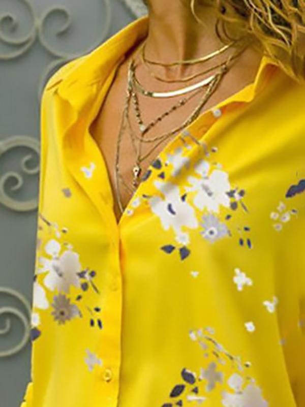 Elegant Slim Print Long-sleeved Lapel Shirt - Blouses - INS | Online Fashion Free Shipping Clothing, Dresses, Tops, Shoes - 10-20 - 19/07/2021 - BLO2107191204