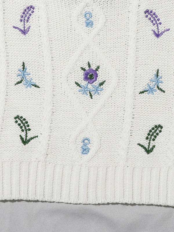 Embroidered Flower Crop Knit Cami Top - INS | Online Fashion Free Shipping Clothing, Dresses, Tops, Shoes