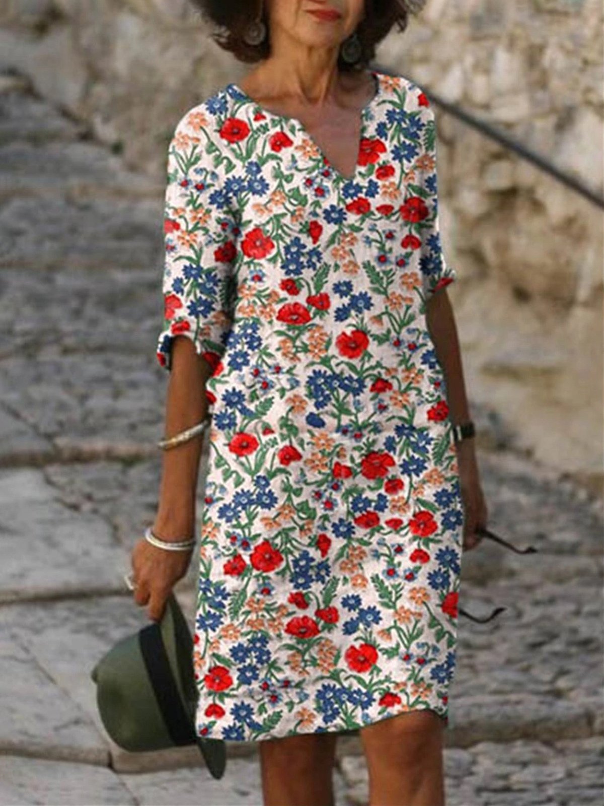 Fashion Floral Print Dress - Mini Dresses - INS | Online Fashion Free Shipping Clothing, Dresses, Tops, Shoes - 18/06/2021 - 20-30 - color-gray
