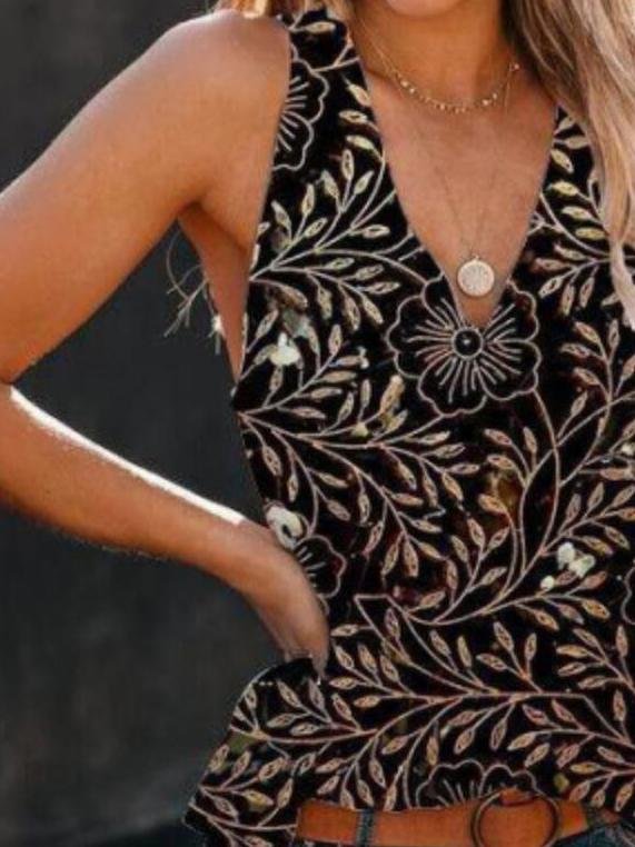 Fashion Halter Print Sleeveless Vest - Tank Tops - INS | Online Fashion Free Shipping Clothing, Dresses, Tops, Shoes - 10-20 - 18/06/2021 - color-black