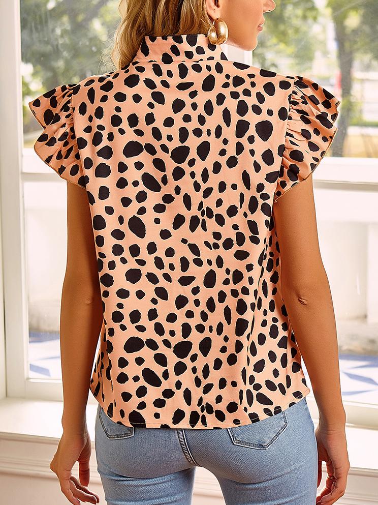Fashion Leopard Print Ruffle Sleeve Top - Blouses - INS | Online Fashion Free Shipping Clothing, Dresses, Tops, Shoes - 03/07/2021 - 10-20 - BLO2107031149