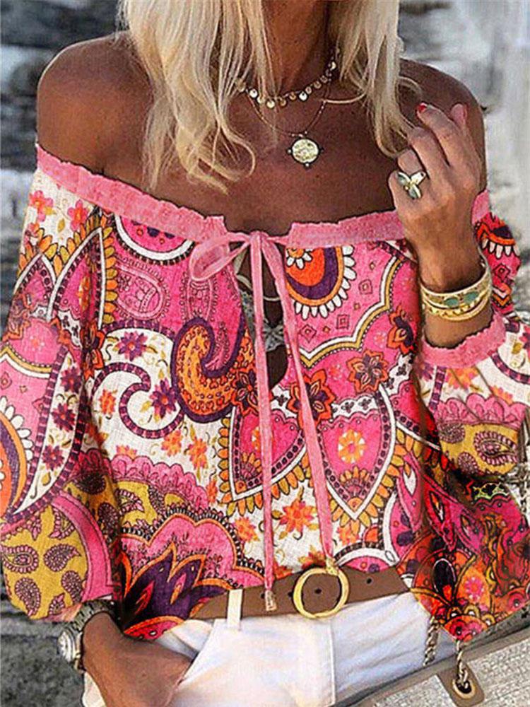 Fashion Off-shoulder Long-sleeved Chiffon Shirt - Blouses - INS | Online Fashion Free Shipping Clothing, Dresses, Tops, Shoes - 05/06/2021 - BLO2106050014 - Blouses