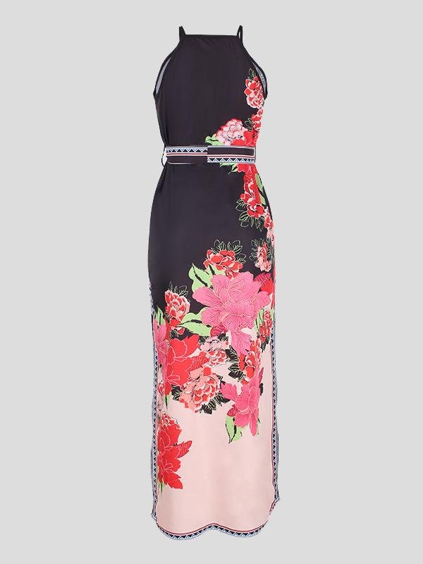 Fashion Printed High-waist Lace-up Halter Dress - Maxi Dresses - INS | Online Fashion Free Shipping Clothing, Dresses, Tops, Shoes - 27/07/2021 - 30-40 - color-red