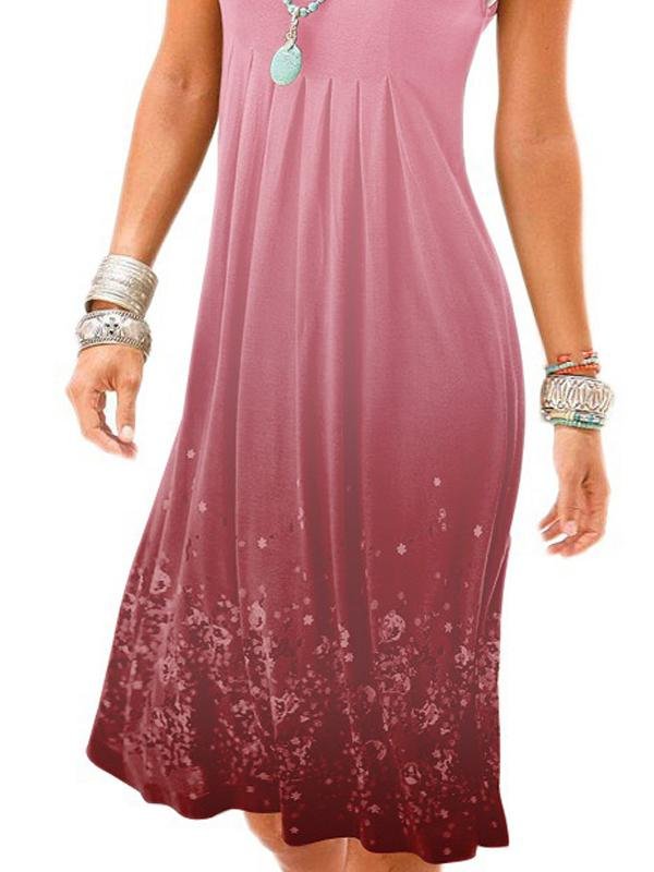 Fashion Round Neck Print Gradient Mini Dress - Mini Dresses - INS | Online Fashion Free Shipping Clothing, Dresses, Tops, Shoes - 24/05/2021 - Color_Gray - Color_Light Blue